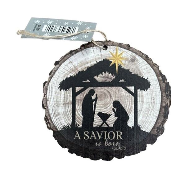 A Savior is Born Christmas Ornament (2) NWT Holiday Christian Religious Church - Picture 2 of 6